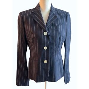 Ralph Lauren blue white pinstripe linen 3 button blazer SZ: 6